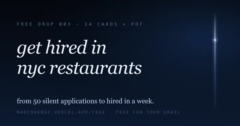 Get Hired in NYC Restaurants — inside the drop